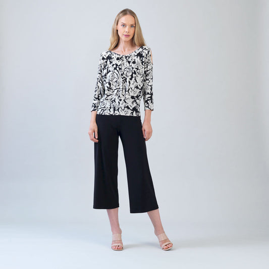Open Shoulder Blouson Waist Top - Abstract Rose - Final Sale | Clara Sunwoo Special Offer