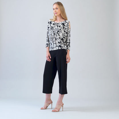 Open Shoulder Blouson Waist Top - Abstract Rose - Final Sale | Clara Sunwoo Special Offer