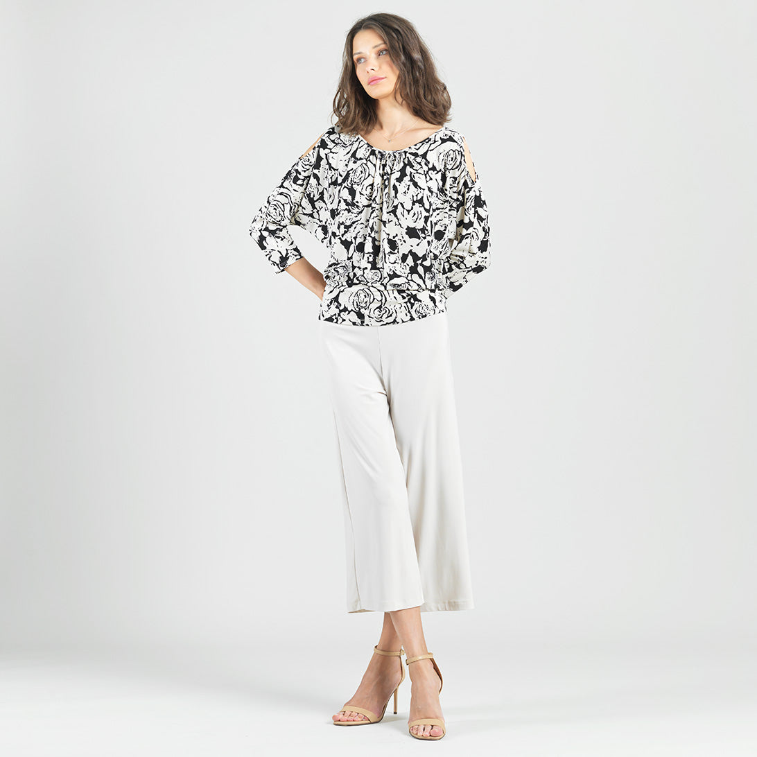 Open Shoulder Blouson Waist Top - Abstract Rose - Final Sale | Clara Sunwoo Special Offer