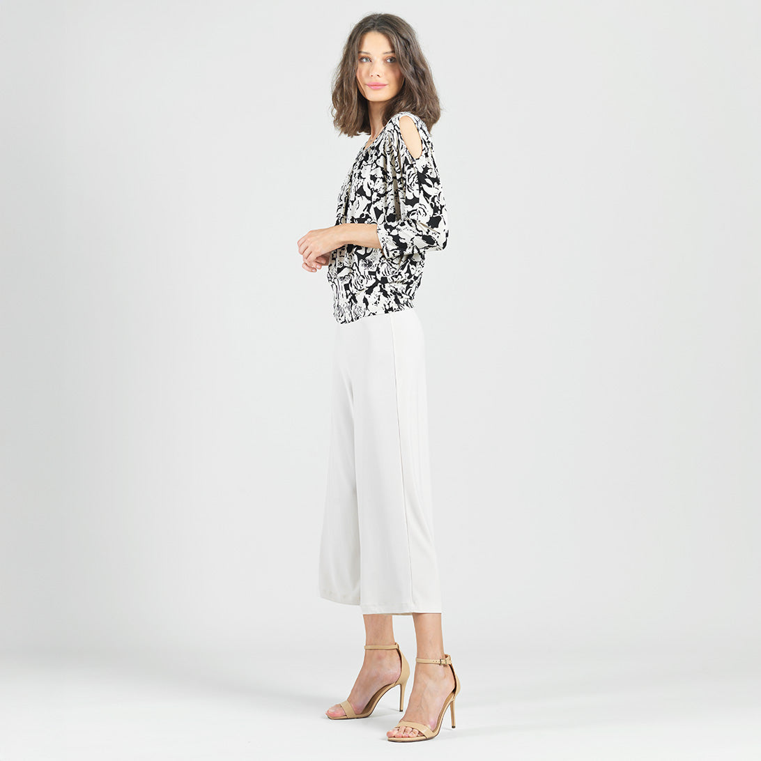 Open Shoulder Blouson Waist Top - Abstract Rose - Final Sale | Clara Sunwoo Special Offer