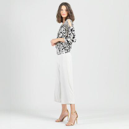 Open Shoulder Blouson Waist Top - Abstract Rose - Final Sale | Clara Sunwoo Special Offer