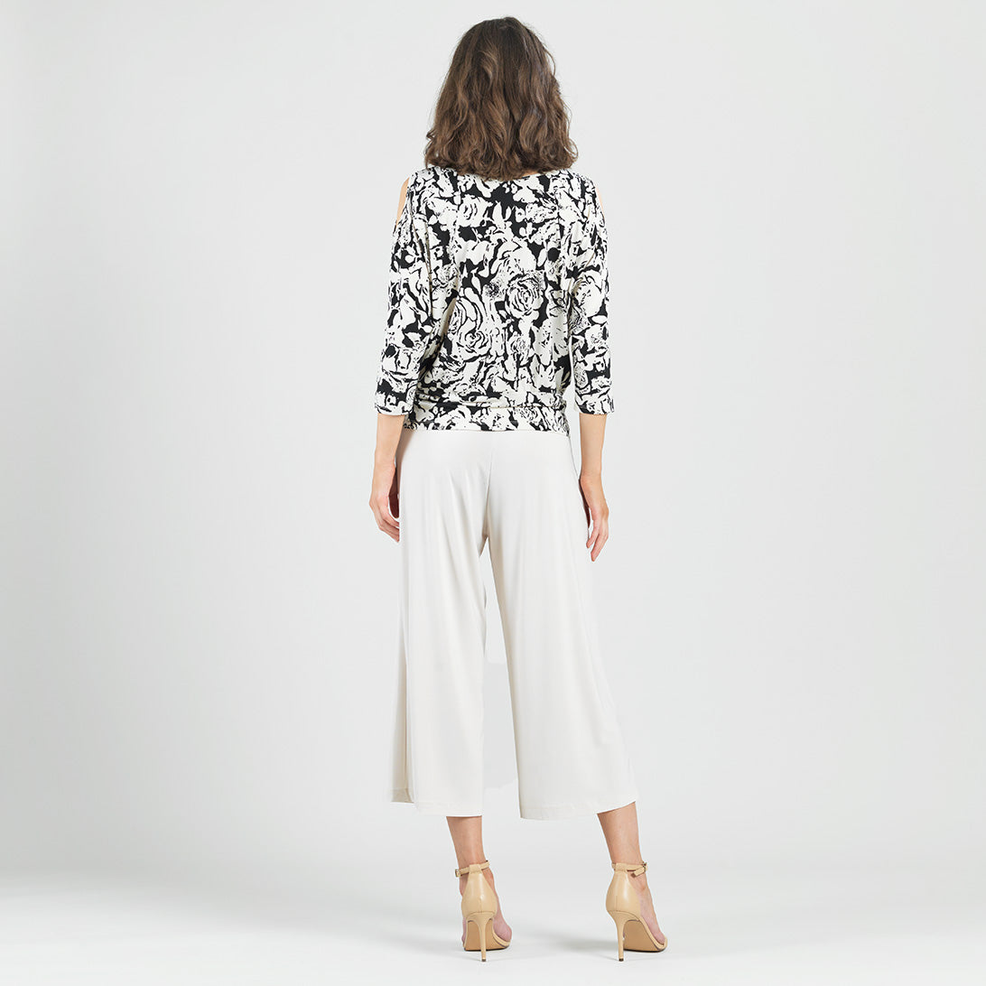 Open Shoulder Blouson Waist Top - Abstract Rose - Final Sale | Clara Sunwoo Special Offer