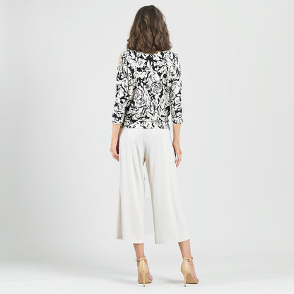 Open Shoulder Blouson Waist Top - Abstract Rose - Final Sale | Clara Sunwoo Special Offer