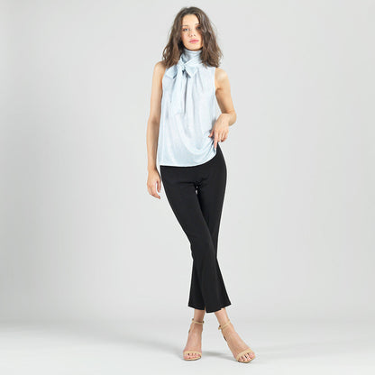 Glitter Foil - Mock Neck-Tie Detail Top - Silver - Final Sale! | Clara Sunwoo Top Pick