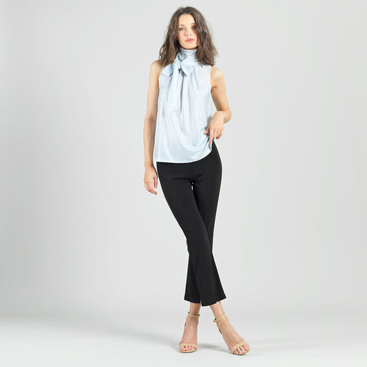 Glitter Foil - Mock Neck-Tie Detail Top - Silver - Final Sale! | Clara Sunwoo Top Pick