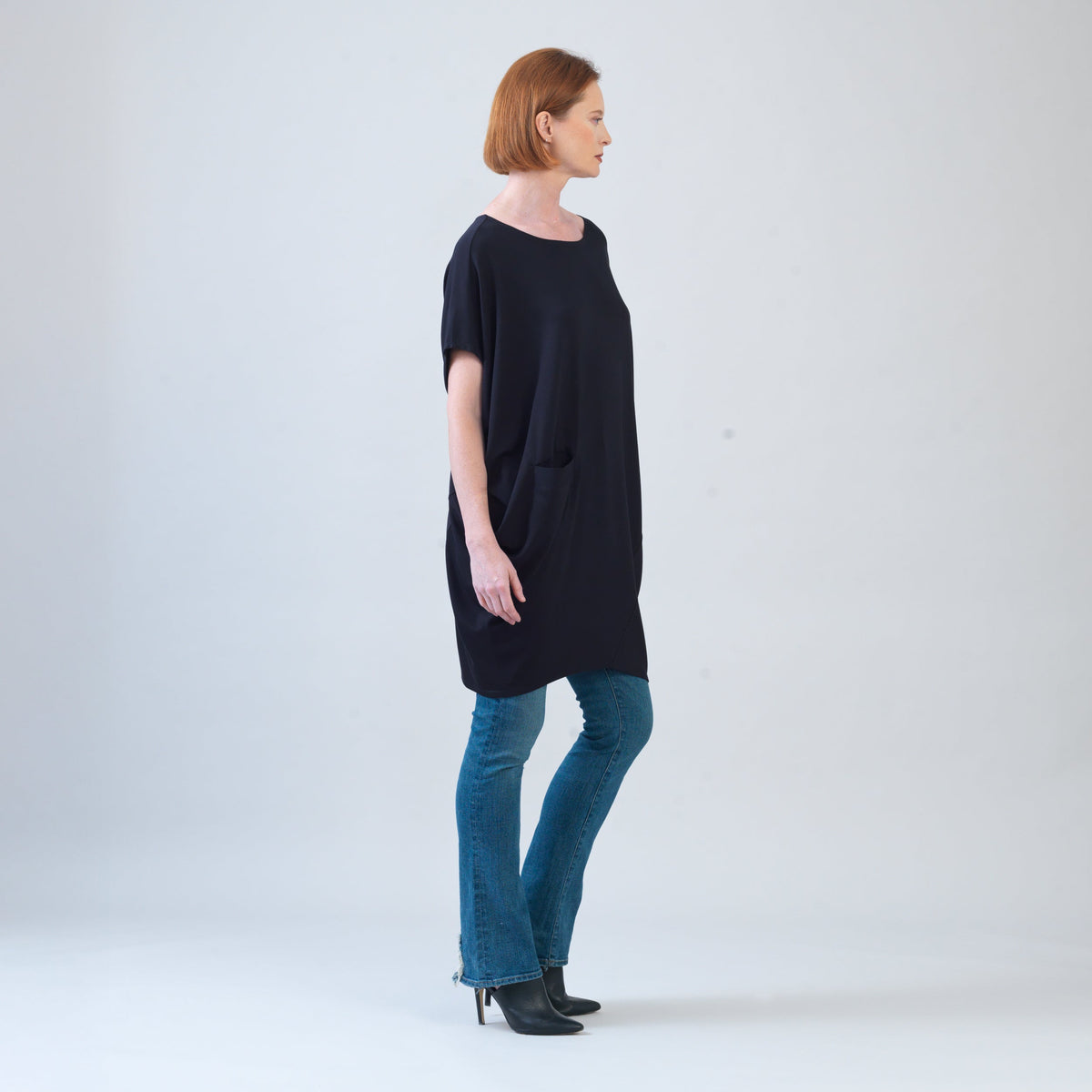 Rayon-Ponte Knit - Architectural Pocket Tunic - Black - Final Sale! | Clara Sunwoo Everyday