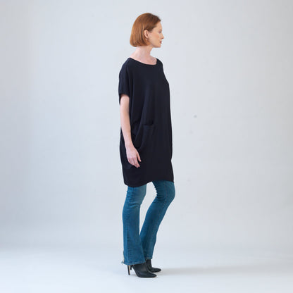 Rayon-Ponte Knit - Architectural Pocket Tunic - Black - Final Sale! | Clara Sunwoo Everyday