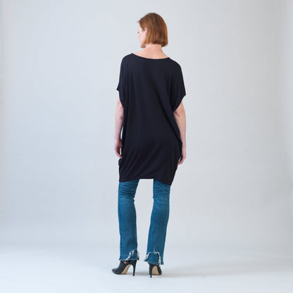 Rayon-Ponte Knit - Architectural Pocket Tunic - Black - Final Sale! | Clara Sunwoo Everyday