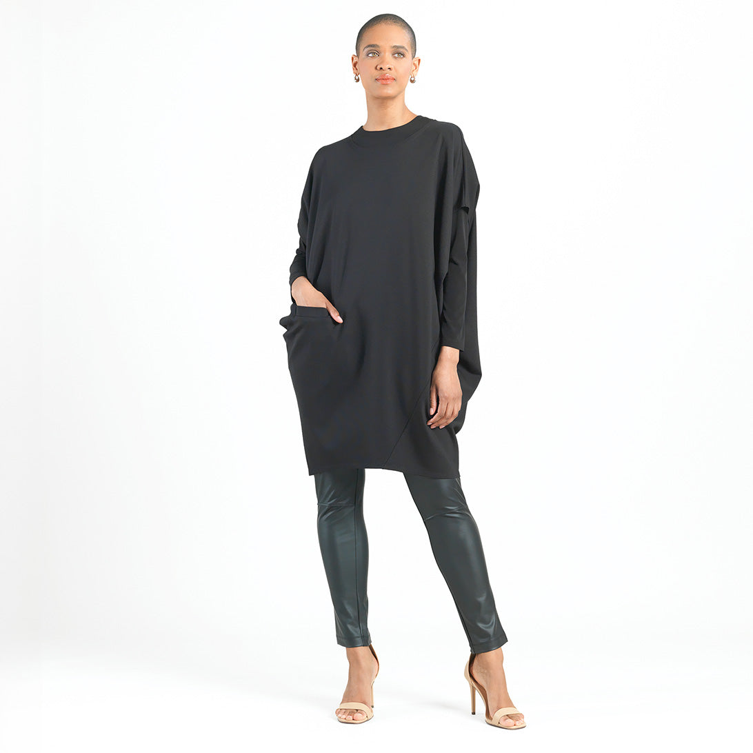 Rayon-Ponte Knit - Architectural Pocket Tunic - Black - Final Sale! | Clara Sunwoo Everyday