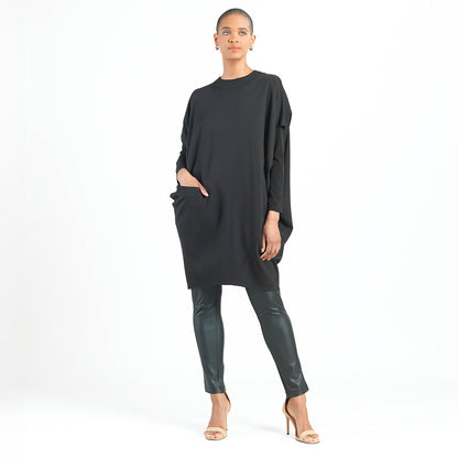 Rayon-Ponte Knit - Architectural Pocket Tunic - Black - Final Sale! | Clara Sunwoo Everyday