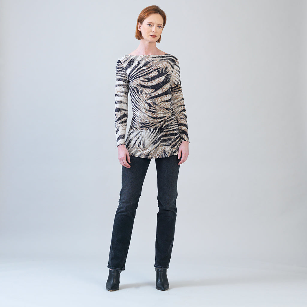 Side Twist Tunic - Striped Zebra - Final Sale! | Clara Sunwoo Great Value