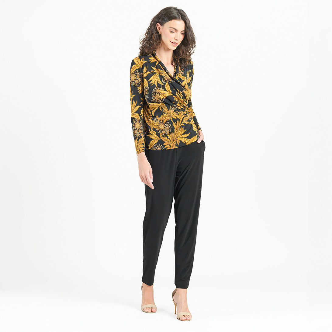 V-Neck Draped Pleat Top - Baroque Paisley - Final Sale! | Clara Sunwoo Everyday