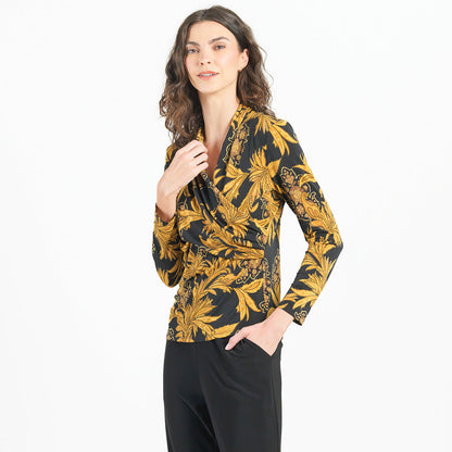 V-Neck Draped Pleat Top - Baroque Paisley - Final Sale! | Clara Sunwoo Everyday