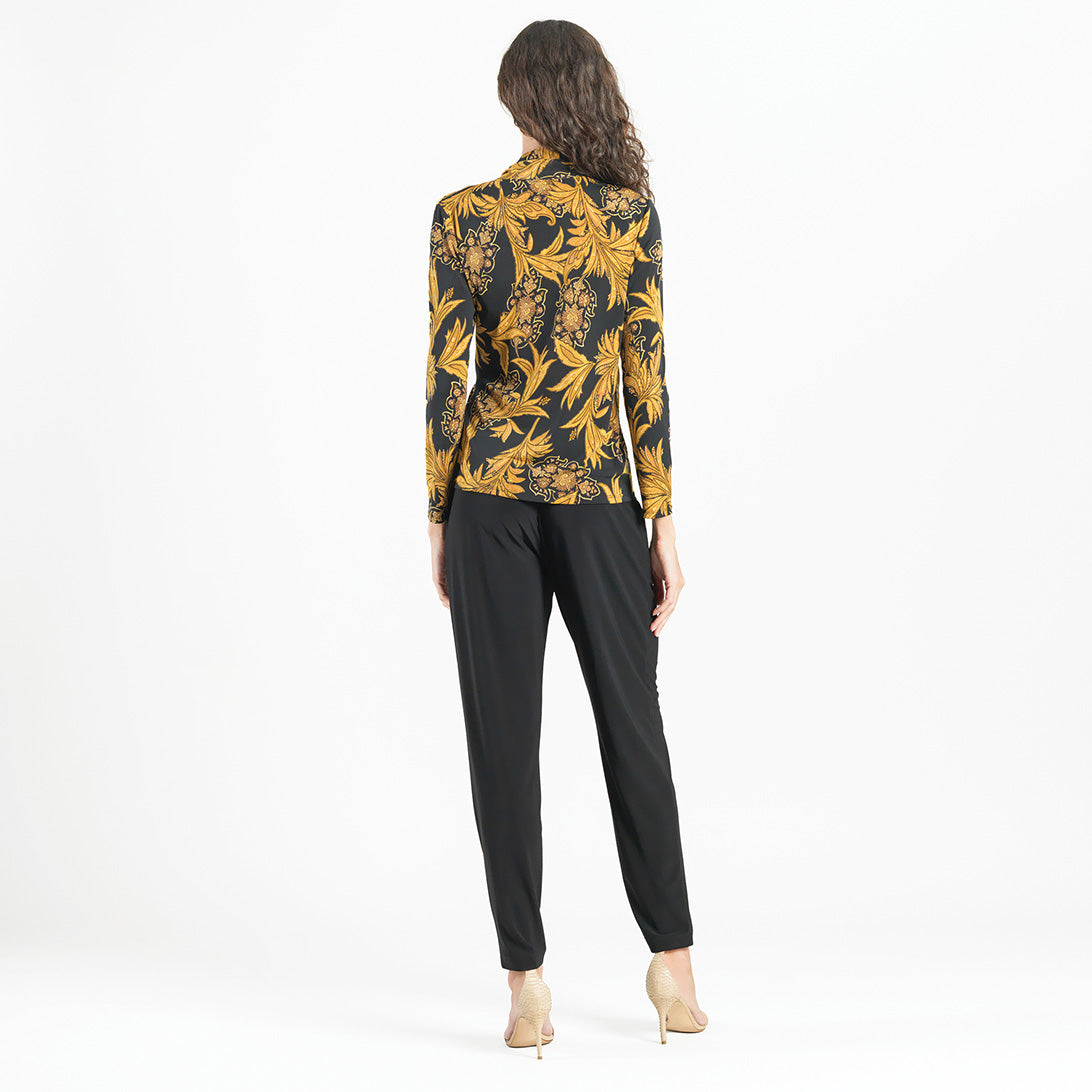 V-Neck Draped Pleat Top - Baroque Paisley - Final Sale! | Clara Sunwoo Everyday