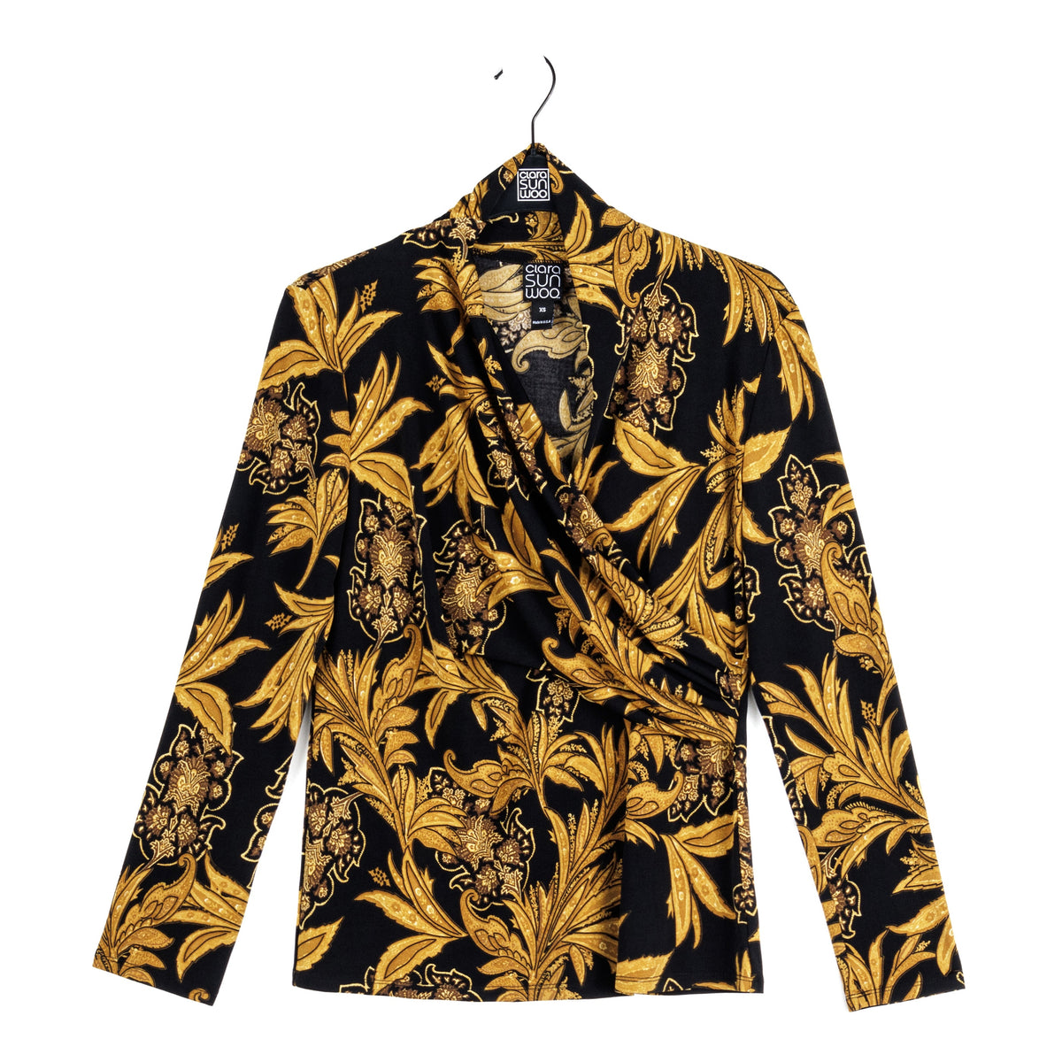 V-Neck Draped Pleat Top - Baroque Paisley - Final Sale! | Clara Sunwoo Everyday