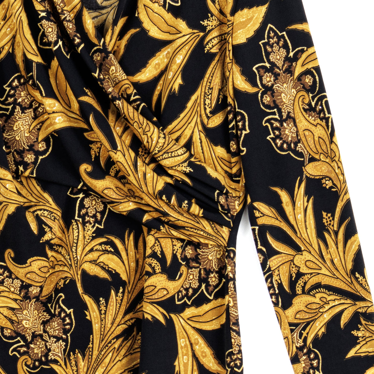 V-Neck Draped Pleat Top - Baroque Paisley - Final Sale! | Clara Sunwoo Everyday