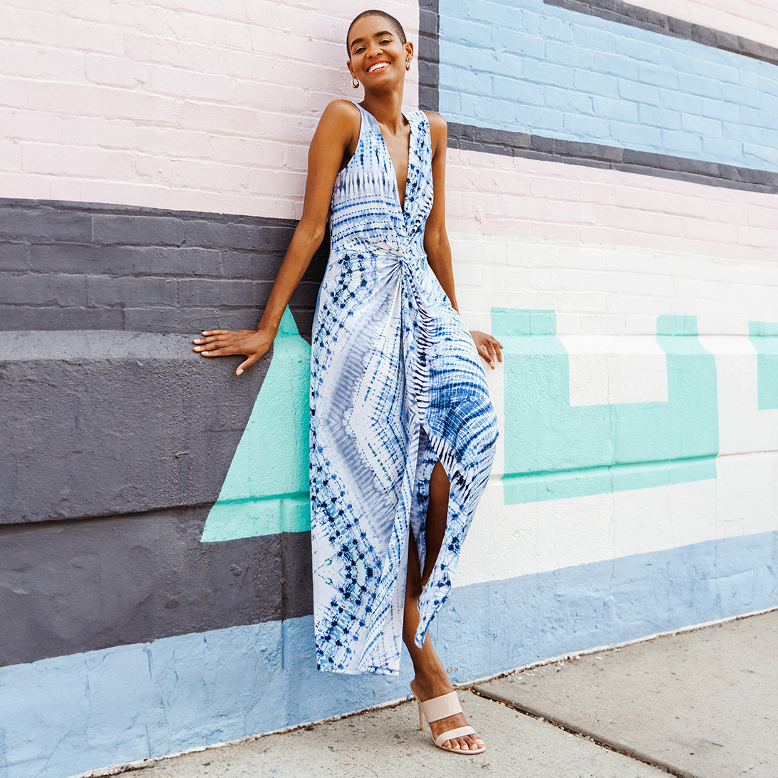 Center Slit Maxi Dress - Acid Wash - Final Sale! | Clara Sunwoo Customer Favorite