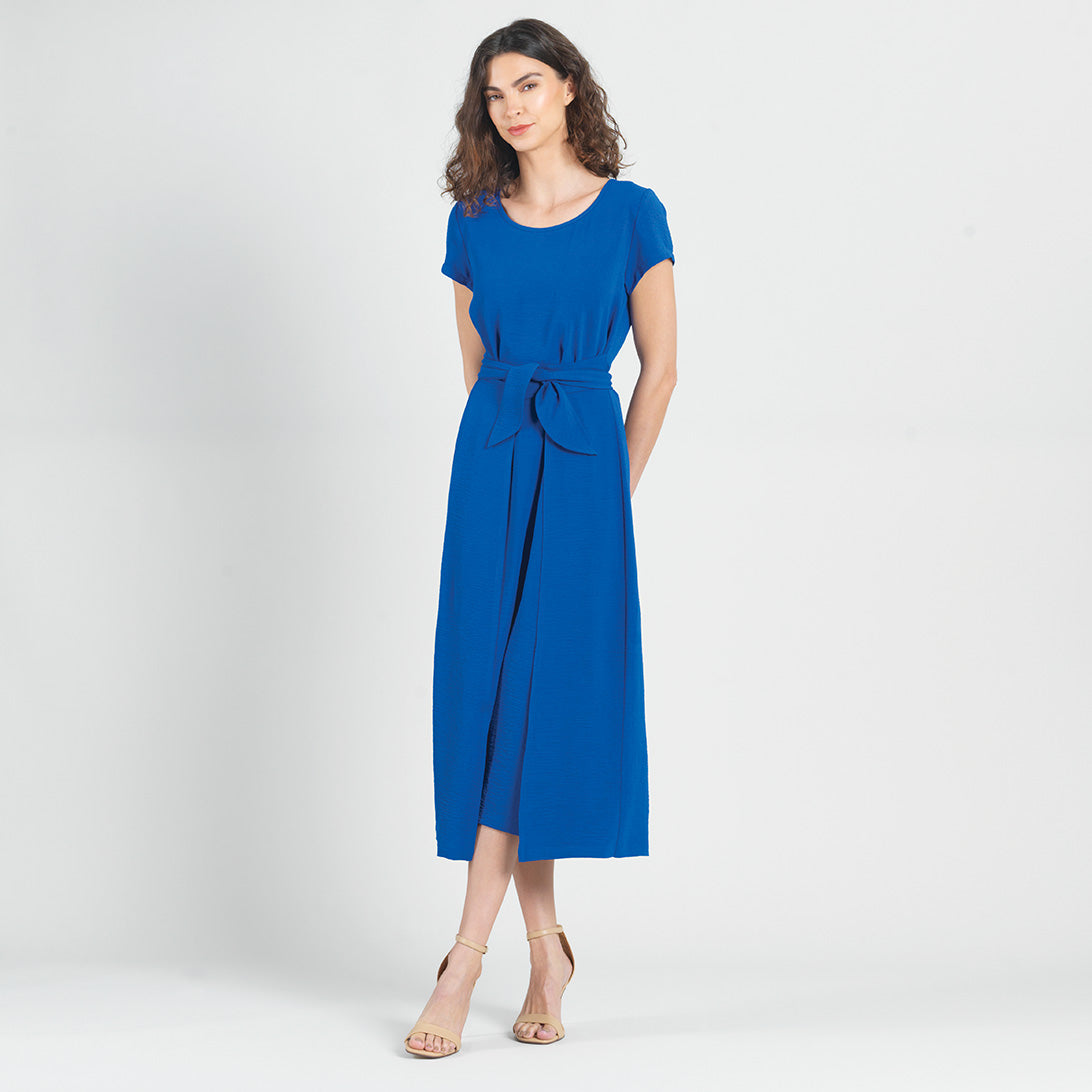 Soft Textured Rayon - Tie Wrap Overlay Midi Dress - Cobalt - Final Sale! | Clara Sunwoo Smart Buy