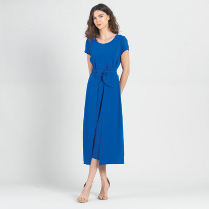Soft Textured Rayon - Tie Wrap Overlay Midi Dress - Cobalt - Final Sale! | Clara Sunwoo Smart Buy