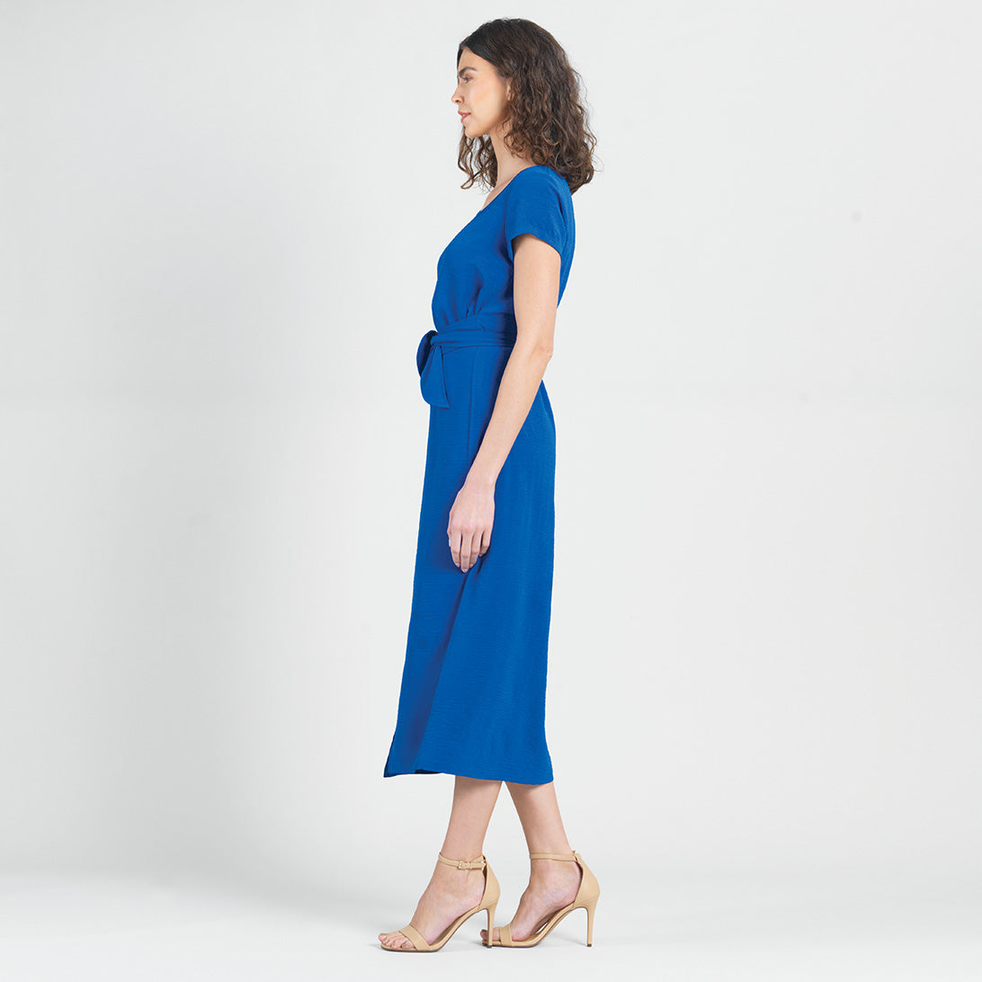 Soft Textured Rayon - Tie Wrap Overlay Midi Dress - Cobalt - Final Sale! | Clara Sunwoo Smart Buy
