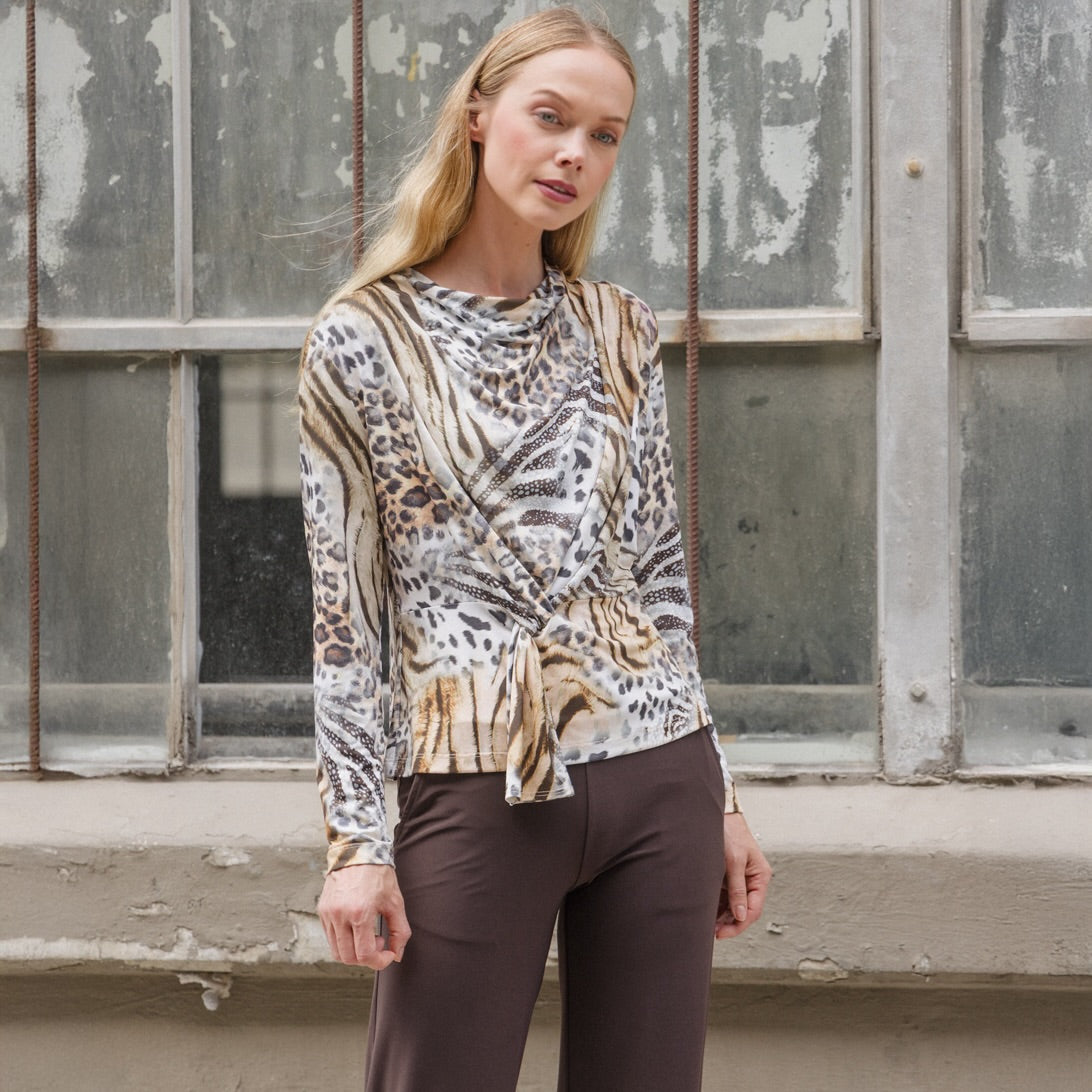 Butter Knit - Long Sleeve Loop Front Top - Cheetah Stripe - Final Sale | Clara Sunwoo Best Seller