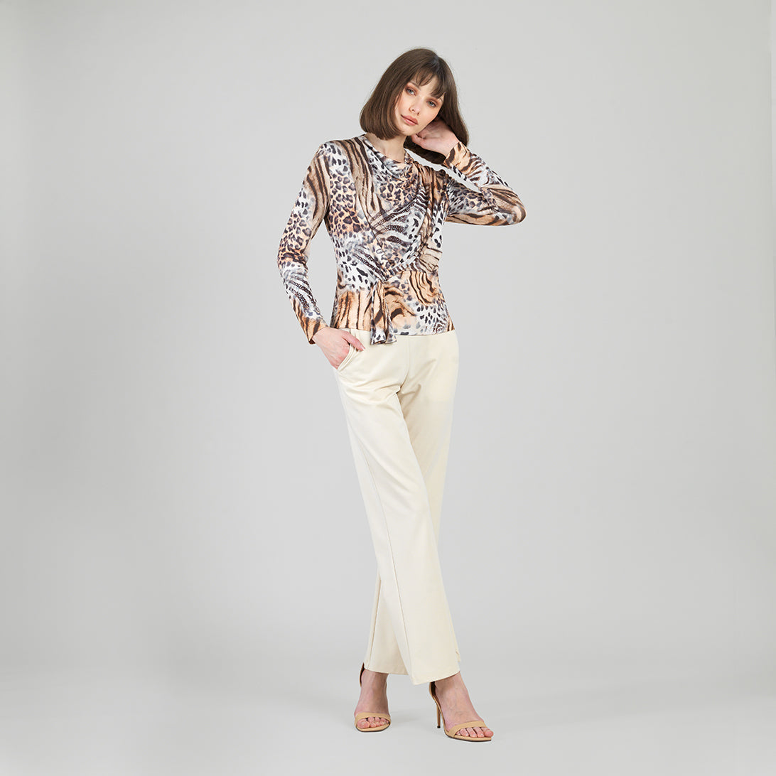 Butter Knit - Long Sleeve Loop Front Top - Cheetah Stripe - Final Sale | Clara Sunwoo Best Seller