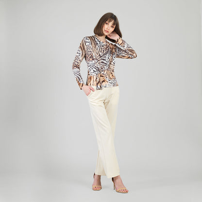 Butter Knit - Long Sleeve Loop Front Top - Cheetah Stripe - Final Sale | Clara Sunwoo Best Seller