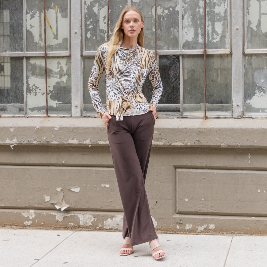Butter Knit - Long Sleeve Loop Front Top - Cheetah Stripe - Final Sale | Clara Sunwoo Best Seller