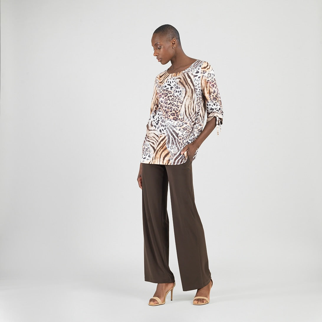 Butter Knit - Pull-Tie Cuff Tunic - Cheetah Stripe - Final Sale | Clara Sunwoo Value