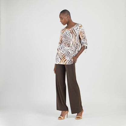 Butter Knit - Pull-Tie Cuff Tunic - Cheetah Stripe - Final Sale | Clara Sunwoo Value