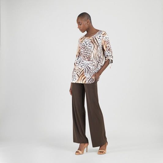 Butter Knit - Pull-Tie Cuff Tunic - Cheetah Stripe - Final Sale | Clara Sunwoo Value