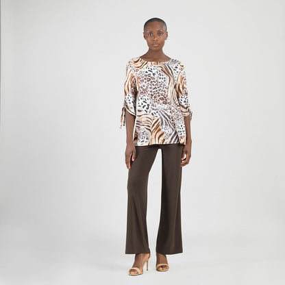 Butter Knit - Pull-Tie Cuff Tunic - Cheetah Stripe - Final Sale | Clara Sunwoo Value