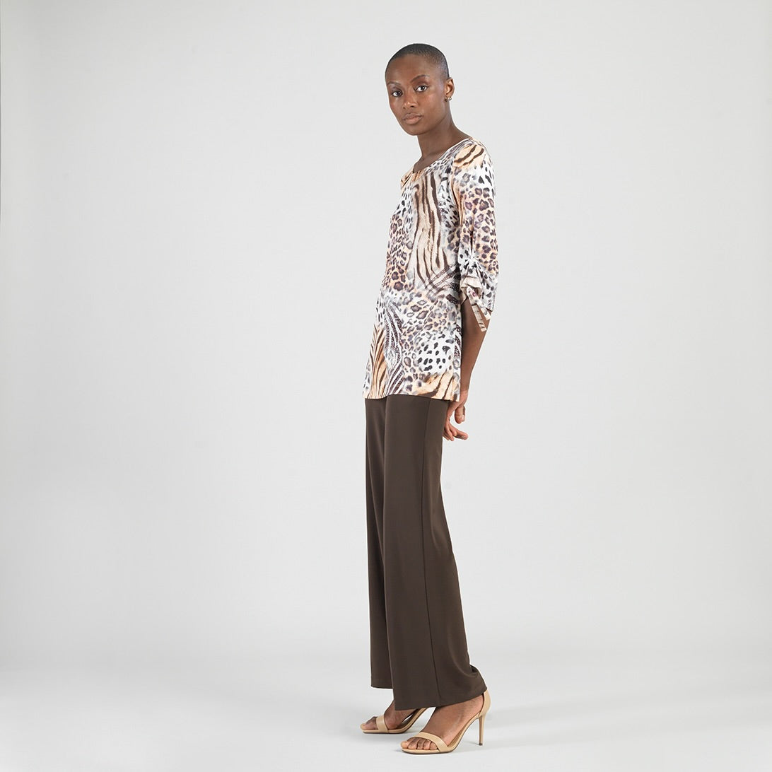 Butter Knit - Pull-Tie Cuff Tunic - Cheetah Stripe - Final Sale | Clara Sunwoo Value