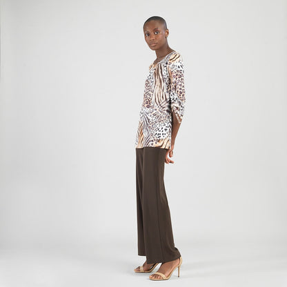 Butter Knit - Pull-Tie Cuff Tunic - Cheetah Stripe - Final Sale | Clara Sunwoo Value