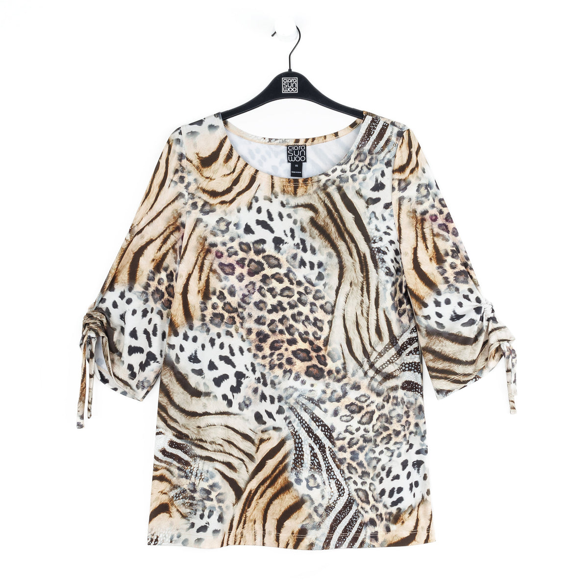 Butter Knit - Pull-Tie Cuff Tunic - Cheetah Stripe - Final Sale | Clara Sunwoo Value