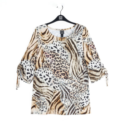 Butter Knit - Pull-Tie Cuff Tunic - Cheetah Stripe - Final Sale | Clara Sunwoo Value