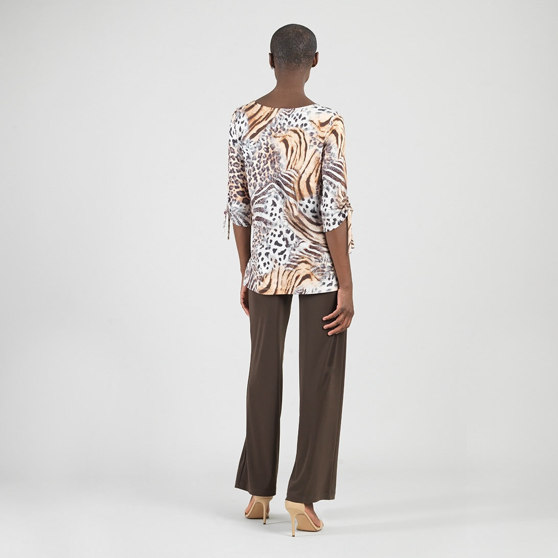 Butter Knit - Pull-Tie Cuff Tunic - Cheetah Stripe - Final Sale | Clara Sunwoo Value