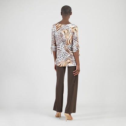 Butter Knit - Pull-Tie Cuff Tunic - Cheetah Stripe - Final Sale | Clara Sunwoo Value