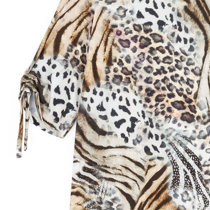 Butter Knit - Pull-Tie Cuff Tunic - Cheetah Stripe - Final Sale | Clara Sunwoo Value
