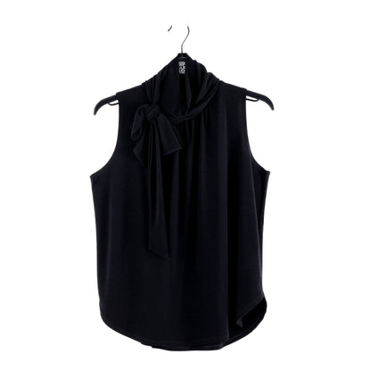 Mock Neck-Tie Detail Top - Black - Final Sale | Clara Sunwoo Signature