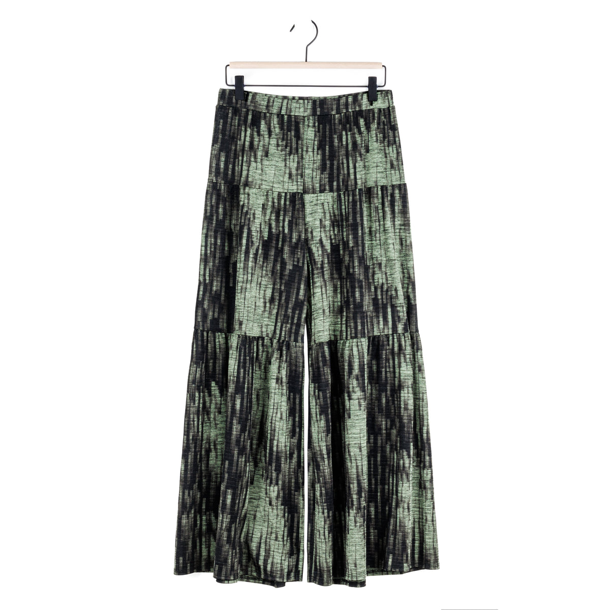 Crinkle Pleat Knit - Tiered Skirt-Pant - Water Ripple-Olive - Final Sale! | Clara Sunwoo Classic
