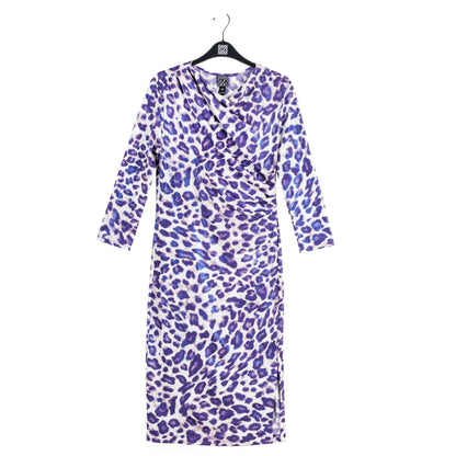 Foil Knit - Side Slit 3/4 Sleeve Midi Dress - Plum Cheetah - Final Sale! | Clara Sunwoo Trending