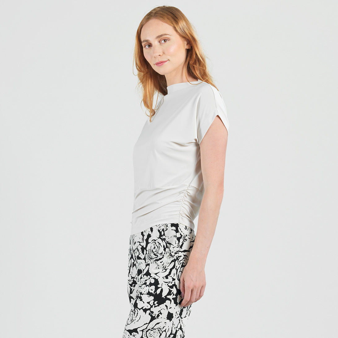 Side Ruched Boat Neck Top - Bone - Final Sale | Clara Sunwoo Latest