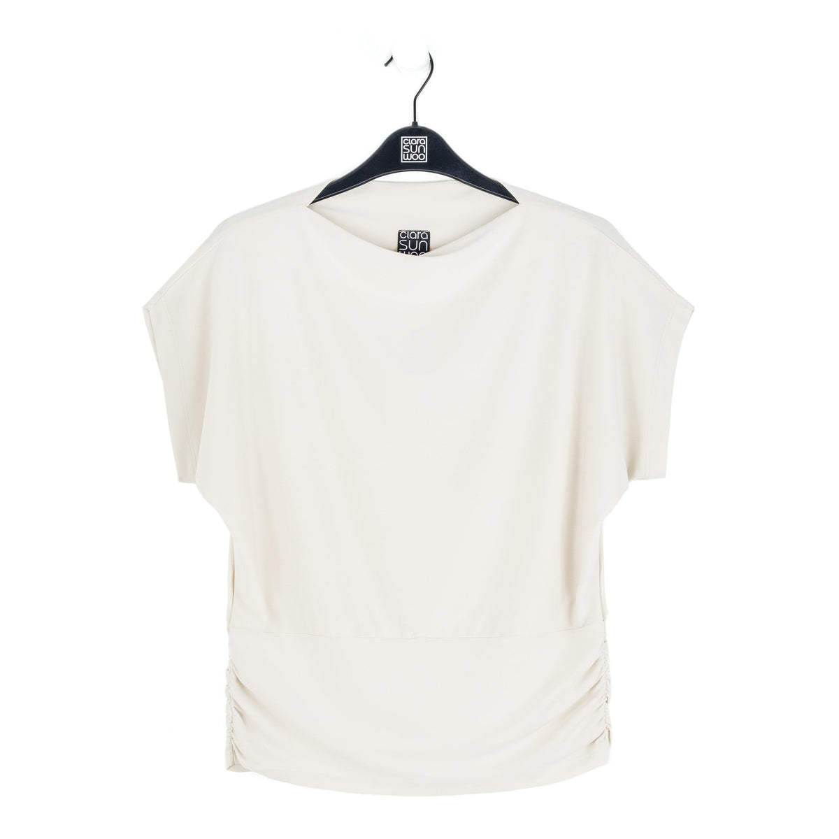 Side Ruched Boat Neck Top - Bone - Final Sale | Clara Sunwoo Latest