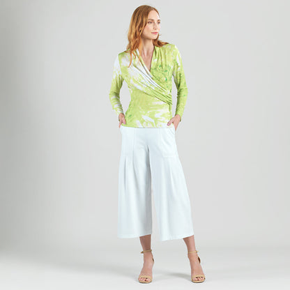 V-Neck Draped Pleat Top - Floral Citrus - Final Sale | Clara Sunwoo Special Offer