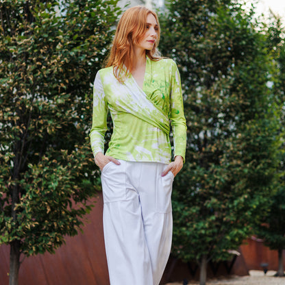 V-Neck Draped Pleat Top - Floral Citrus - Final Sale | Clara Sunwoo Special Offer