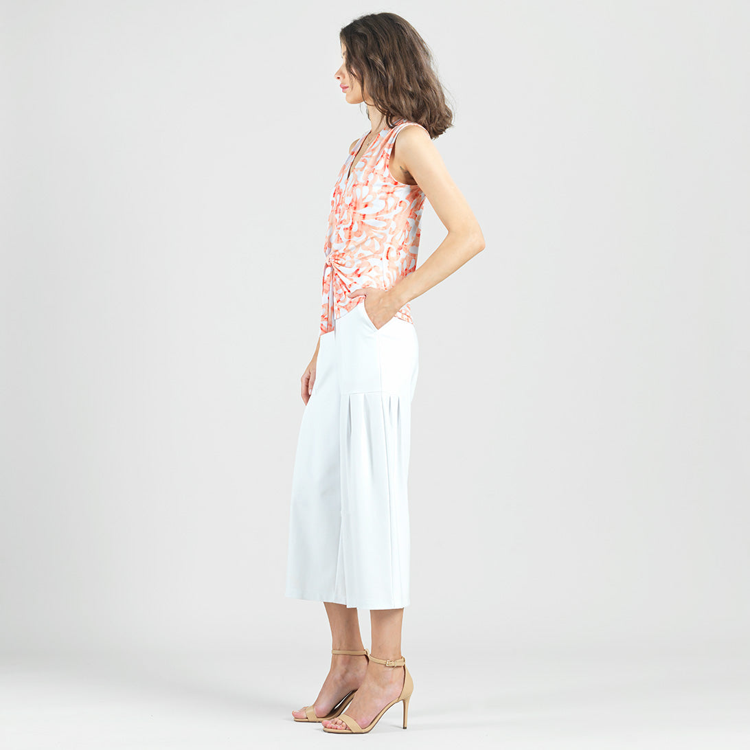 Sleeveless V-Neck Center Front Tie Top - Damask Motif - Final Sale | Clara Sunwoo Latest