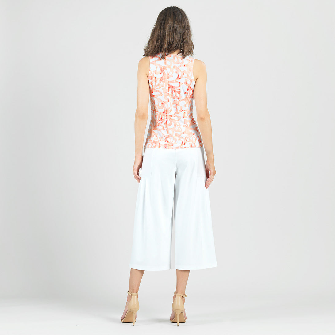 Sleeveless V-Neck Center Front Tie Top - Damask Motif - Final Sale | Clara Sunwoo Latest