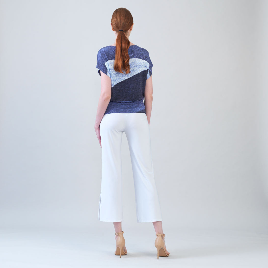 Silky Pleat Knit - Dolman Short Sleeve Top - Lunar Stripe - Final Sale | Clara Sunwoo Top Pick