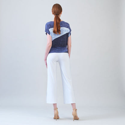 Silky Pleat Knit - Dolman Short Sleeve Top - Lunar Stripe - Final Sale | Clara Sunwoo Top Pick